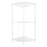 SIXRUN Ecktisch mit 3 Ebenen, Acryl-Beistelltisch mit Platzsparendem Design und Stabiler Glasunterstützung für Wohnzimmer und Schlafzimmer