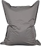 Lumaland Riesen-Sitzsack XXL 140x180 cm | Wasserfestes Indoor & Outdoor Liegekissen mit über 3 Mio. anpassungsfähigen EPS-Perlen | Bean Bag mit waschbarem Bezug [Grau]