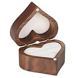 Antragsbox – Ringetui in Herzform, Holz-Schmuckhalter | Walnuss-Material, luxuriöses Display, sichere Passform, Nieten-Aufbewahrung, elegante Geschenkpräsentation mit romantischer Verlobung, Hochzeit
