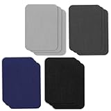 12 Stück Flicken zum Aufbügeln, Stoff-Reparaturflicken für Kleidung, Schuhe, Jeans, Hüte (Schwarz, Dunkelblau, Dunkelgrau, Hellgrau)