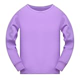 Langarmshirt Jungen Schwarz 140 Einfarbige Nachtwäsche T-Shirt Tops Training Shirt Mädchen (Purple, 2-3 Years)