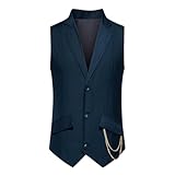 Ewleguzka Herren-Vintage-Weste, lässig, V-Ausschnitt, einreihig, schmale Passform, Western-Cowboy-Weste, elegante Weste mit Taschen, ärmellos, klassische Passform, Business, halbformelle Weste,