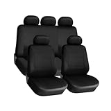ORFOFE 9 Stück Auto Sitzbezüge Autositzschoner Strapazierfähig Komfortabel Schwarz für Pkw LKW SUV Autositze Schutzmatte