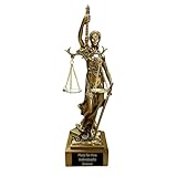 eberin – Resin Justitia Figur 25 cm hoch, mit Gravurschild, edle Darstellung der römischen Göttin der Gerechtigkeit, ideal für Kanzleien, Ehrungen & Jubiläen im Rechtswesen, personalisierbar