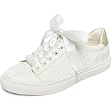 JIAJIA 8834A Hochzeitsschuhe Braut Turnschuhe Wohnungen Braut Tennisschuhe Spitze Turnschuhe Farbe Elfenbein,Größe 42 EU (8 UK)