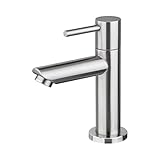 Ibergrif M18103 Kaltwasser-Waschtischbatterie, Einhand-Waschtischbatterie für Außenbereich, Gäste-WC, Edelstahl, Grau