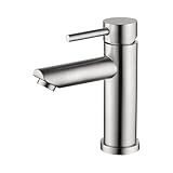 Ibergrif Wasserhahn Bad, Mischbatterie Edelstahl Einhebelmischer Waschtischarmatur, Waschbeckenarmatur für Badezimmer, Badarmatur Gebürstet Grau, Einfache Montage, Grau, M11103