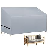 wiipara Gartenbank Abdeckung für 2 Sitzer, Bank Schutzhülle Gartenmöbel Abdeckung Wasserdicht, Anti-UV, Winddicht, 210D Oxford-Gewebe Abdeckhauben für Bänke, Gartensofa (134 x 66 x 66/89cm) - Grau