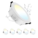 Grebeam LED Spots 68mm 5W LED Einbaustrahler 230V Flach IP44 Deckenspots Warmweiß Neutralweiß Kaltweiß Einbauleuchten für Badezimmer Küche Wohnzimmer, 5er Set