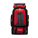 acfeco 70L Rucksack,Großen Kapazität Wanderrucksack Trekkingrucksack Outdoor Camping Wandern Reisen Verschleißfestes Wasserfestes,Reiserucksack für Herren Damen (rot)