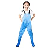 Generisch Wasserdichte Kinder Wathose mit Stiefel Anglerhose Outdoor Bootfoot Gummi Watstiefel Kinderrutschfest Verstellbar mit Verstellbarer Schultergurt für Jungen Mädchen