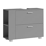 VASAGLE Waschbeckenunterschrank, offene Fächer an Einer Seite, rechts oder Links austauschbar, Badschrank, große Öffnung für Siphons, 30 x 80 x 64 cm, Taubengrau BBK502G01