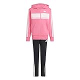 adidas Unisex Kids SEASONAL ESSENTIALS TIBERIO 3 STRIPES FLEECE TRACKSUIT, pink fusion/white/clear pink, 11-12 Years