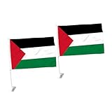 Parliky Palästinensische Flagge Für Auto Flaggen Zur Befestigung Am Fenster Nationalflagge Deko Für Fahrzeuge Auto Fahnen Set
