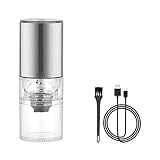 DINESA Tragbare Kaffeemühle, elektrisch, USB, wiederaufladbar, Kaffeebohnen, automatische Bohnenmühle, für Küche, Zuhause, Silber