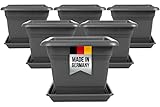 6er Set Pflanzkübel Groß Außen, Blumentopf Gross 40*40cm, Pflanzentopf Blumentopf mit Untersetzer, Pflanzkübel Kunststoff, Blumenkübel Pflanztöpfe Blumentöpfe Made in Germany, Anthrazit, Model: Ina