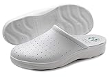 Poligono Gesundheitsschuhe für Männer und Frauen, Geschlossene Berufsschuhe, Gesunde Clogs, Bequeme orthopädische Schuhe, Anatomische Sohle,Weiß Mann 43