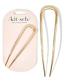 Kitsch Metall Französische Haarnadeln für Frauen - Goldene französische Haarnadeln für dickes Haar, U-förmige Haarnadeln, Haarnadeln für Dutts, französische Twist-Haargabel - 1 Stück Gold