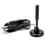 DVB-T2 Antenne - Digitale Zimmerantenne für Fernseher, Antenne mit Verstärker, 360 Grad Empfang - Mit Magnetfuß - 5 Meter Kabel, Unterstützt 4K HD-Kanäle & Alle TV-Geräte