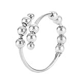 Hailerio Fidget Bead Ring, Damen Spinner Ring | Entspannender Fidget-Ring-Schmuck für Damen und Herren,Einfacher Modeschmuck mit Perlen und Flexibler Passform, bequem für Verabredungen und