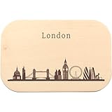 London Skyline Brotzeitbrett mit Gravur - Ahorn Schneidebrett für London Fans, Geschenkidee für England Reisende, Brotzeitbrettchen Holz für Frühstück, Brot, Wurst, Käse oder Snacks