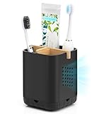BYUNER Zahnbürstenhalter Elektrische Zahnbürste Halter Aufsteckbürsten Badezimmer Organizer Bad Zahnputzbecher Abnehmbarer Zahnbürstenhalterung mit Abflussloch（Schwarz）