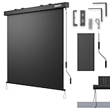 ONBEST Senkrechtmarkise außen & innen - ausziehbar in 2 Größen – 250 x 160 cm / 250 x 180 cm – Sichtschutz für Balkon & Terrasse – Handkurbel – Sonnenschutz, Windschutz (Anthrazit, 160 x 250cm)