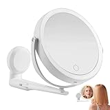 Vergrößertes Make-up mit Lichtern, doppelseitig, 3 Farben, dimmbar, LED-Make-up, wiederaufladbar, für Damen und Herren, Touch-Steuerung, Badezimmerzubehör