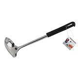 Fackelmann Soßenlöffel 26 cm BLACK, Küchenhelfer aus Edelstahl und Kunststoff, Schöpflöffel mit Anti-Rutsch-Funktion (Farbe: Silber/Schwarz), Menge: 1 Stück