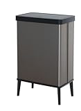 Curver Keter Verto High 54L Mülleimer mit Push Deckel, optimal für Küche, einfache Sortierung, schlankes Design, mit Füßen, grau, 26,5 x 43,5 x 68,7 cm