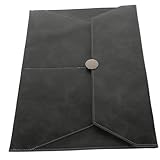 NAMOARLY Dokumententasche Aus Leder Veranstalter Von Bürorechnungen Aktenhalter Dokumentenmappen Taschen Mit Knopfleiste Kunstlederbeutel Für Herren Aktenorganizer Aus Kunstleder Grey
