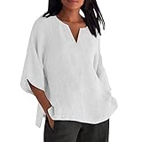 3/4 Arm Shirt Damen Einfarbige Lockere Rundhalsausschnitt Tops Lässige Langarmshirt Outdoor Freizeitshirt Sommershirts Casual Modern Oberteile Freizeit Party Style Bluse Tshirts