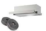Yuna ALVA FS60B Dunstabzugshaube inklusive Kohlefilter | Flachschirmhaube | Breite 60 cm | Luftstrom 358 m³/h | Edelstahlblende | LED-Beleuchtung | Umluft & Abluft geeignet | 30,4 kWh/Jahr | 64 dBA