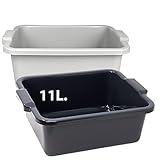Hausfelder VIELZWECK Wanne und Schüssel 2er Set 11l. eckig - einsetzbar als Fußwanne, Waschschüssel, Spülschüssel, Spülwanne (2er Set (1 x Grau, 1 x Anthrazit))
