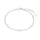 s.Oliver Armband 925 Sterling Silber Mädchen Kinder Armschmuck, mit Zirkonia synth., 14+2 cm, Silber, Herz, Kommt in Schmuck Geschenk Box, 2028457