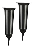 Tymar Grabvase, 2er-Pack, Friedhofsvase mit Erdspieß, Grabschmuck, Vase für Grab, Kunststoff (Graphit, ø 11,9 cm)