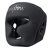 MaxxMMA Box-Kopfschutz, Verstellbarer Rundum-Schutzkopfschutz mit Stirnband, MMA-Training, Muay Thai, Sparring, Kampfsport, Karate (Schwarz, L)