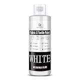 Textilfarbe Weiß - 250ml Weiß Stofffarbe Waschfest für Stoff und Leder - Permanente Stoffmalfarben Waschmaschinenfest Stoff Farbe zum Bemalen von Kleidung, T-Shirts, Jeans, Taschen, Leinwand, Schuhen