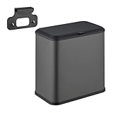 Relaxdays Mülleimer, 5 l, zum Einhängen, Inneneimer, Küche & Bad, Metall, Kunststoff, eckiger Kosmetikmülleimer, grau