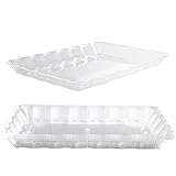 MATANA 6 Plastik Servierplatten für Vorspeisen & Fingerfood - Catering, Buffets, Geburtstage, Hochzeiten, Weihnachten& Partys - Transparent, 32x24cm - Stabil & Mehrweg