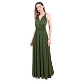 Abendkleid Lang Damen Elegant Rückenfreies Multiway Bandage Wickelkleid Festlich Hochzeitskleid Brautkleid Brautjungfernkleider Cocktailkleid Weihnachten Silvester Partykleid Ballkleid Dunkelgrün M