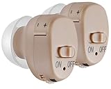 newgen medicals IdO Soundverstärker: Bügellose ITE-Soundverstärker mit Batterie-Betrieb, 32 dB, 2er-Set (Mini Soundverstärker, Soundverstärker für Senioren, Verstärker)