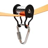 Slacklines Riemenscheibe – Slider Slacklines Riemenscheibe – Starke Tragfähigkeit, stabile Riemenscheibe mit 5 Rollen | Große Kapazität Multifunktionales Training Premium Zip Linne-Kit für Zuhause,