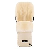 WERNER CHRIST BABY Lammfell-Fußsack FLIMS LUXE – vollfelliger Buggy, Kinderwagen-Fußsack (ab 6 bis 36 Mo.), medizinisches Fell, universal mit Langsschlitzen in Cloud (beige)