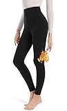 ACHTELEPHS Thermo Leggings Damen Gefüttert Thermoleggins Lang mit Fleece Warm Winter Leggings Schwarz 3XL