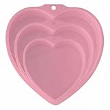 Licsaliwe Herzförmige Kuchenpfannen 3pcs Silikonkuchenpfanne 4/6/8 '' Herz Silikonformen Nicht-Stick-Herzkuchen Pans Easy Release