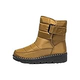 Schneestiefel Damen Wasserdicht Rutschfest - Stiefeletten Warm Gefüttert Winterstiefel Flach Winterboots Halbschaft Thermostiefel Damenstiefel Rundzehe Halbstiefel Leicht Winterschuhe