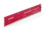 transotype Schneidelineal PRO, 30 cm lang, Lineal aus Aluminium in knalligem Rot, rutschfest, robust, mit Stahl-Schneidekante und extra breitem 50 mm Aluminium-Profil