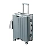 ZHANGshouf Aluminium-Rahmen-Gepäck, große Kapazität, Reisekoffer, 50,8 cm, Handgepäck, Hartschalenkoffer, leise, Universalrollen, Weiß, 55,9 cm, dunkelblau, 61 cm