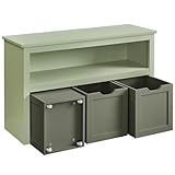 VASAGLE Kinderregal, Spielzeugaufbewahrung für Kinder, Aufbewahrungsschrank, Spielzeugschrank, Aufbewahrungsbox mit Rollen, Spielzeugregal, für Kinderzimmer, 30 x 102 x 60 cm, lorbeergrün LHS380C02
